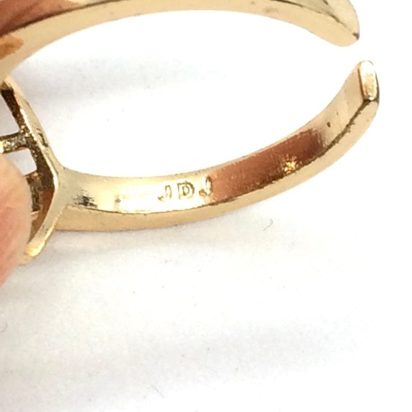 JOY DRAVECKY CHLOE HEXAGON RING OMBRE GREEN GOLD PLATED BRASS - Picture 8 of 10